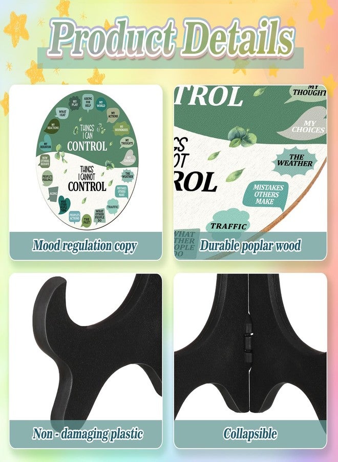 Eaasty 2 Pcs Feelings Wheel Therapy Office Desk Decor Things I Can Control Double Sided Mental Health Emotions Chart with Stand Therapist Gifts Psychology Decor for Home Office Counselor Women Man(Greenery) - Image 3